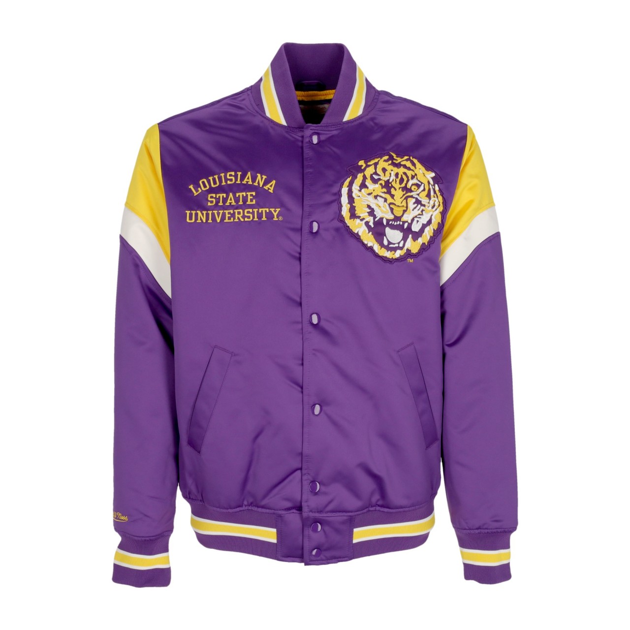 MITCHELL & NESS NCAA HEAVYWEIGHT SATIN JACKET LOUTIG OJBF5516-LSUYYPPPPURP