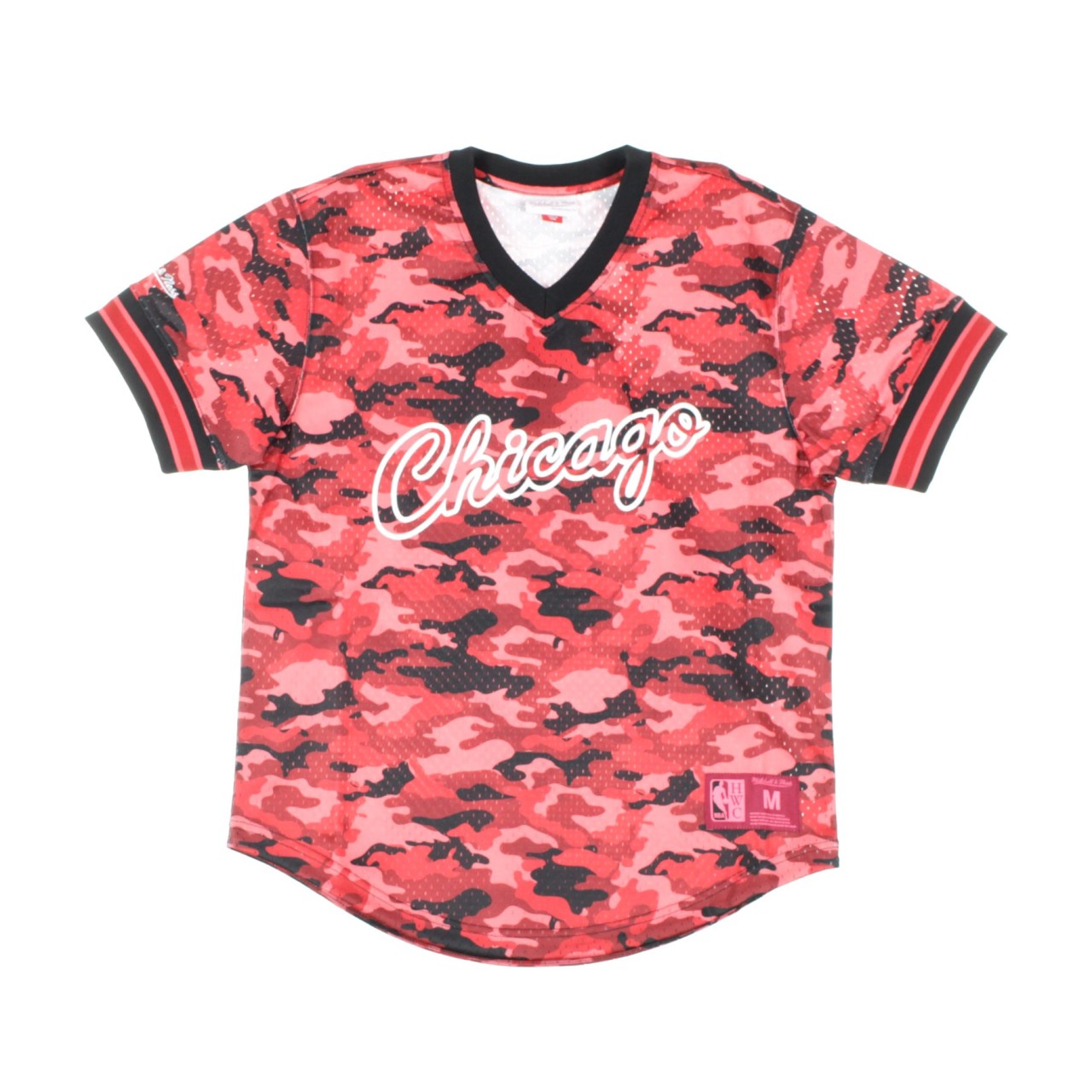 MITCHELL & NESS NBA CAMO MESH V-NECK TEAM COLOUR CHIBUL MSPOMG18019-CBUCMRD1