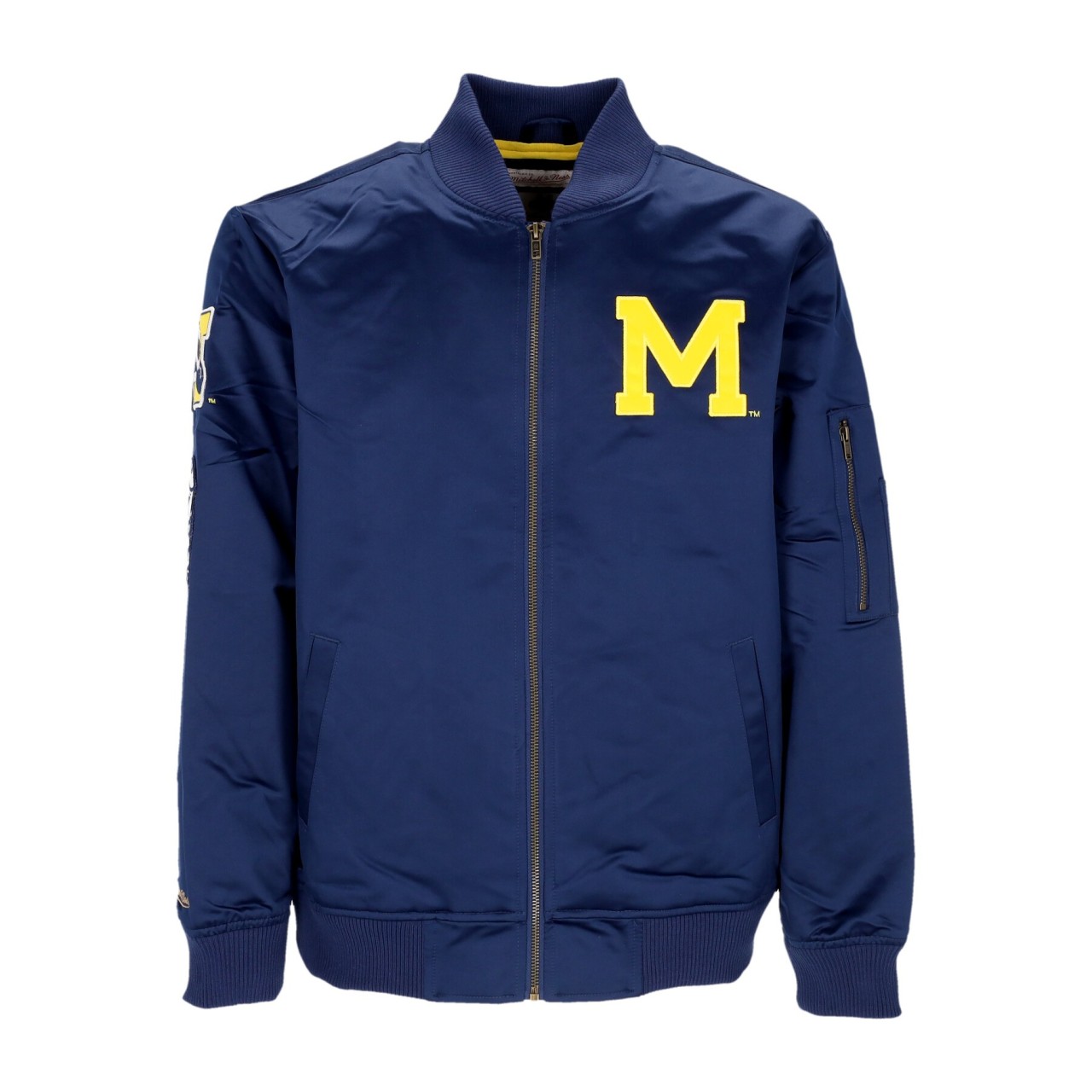 MITCHELL & NESS NCAA LIGHTWEIGHT SATIN BOMBER MICWOL SJKT6599-UMIYYPPPNAVY