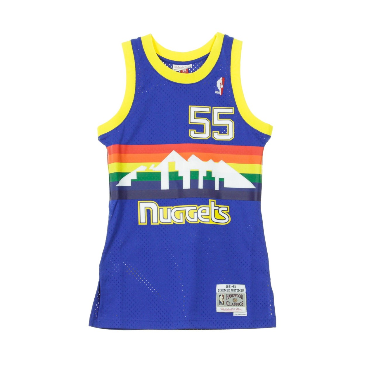 MITCHELL & NESS NBA SWINGMAN JERSEY HARDWOOD CLASSICS NO.55 DIKEMBE MUTOMBO 1991-92 DENNUG ROAD SMJYGS18159-DNUROYA91DMO