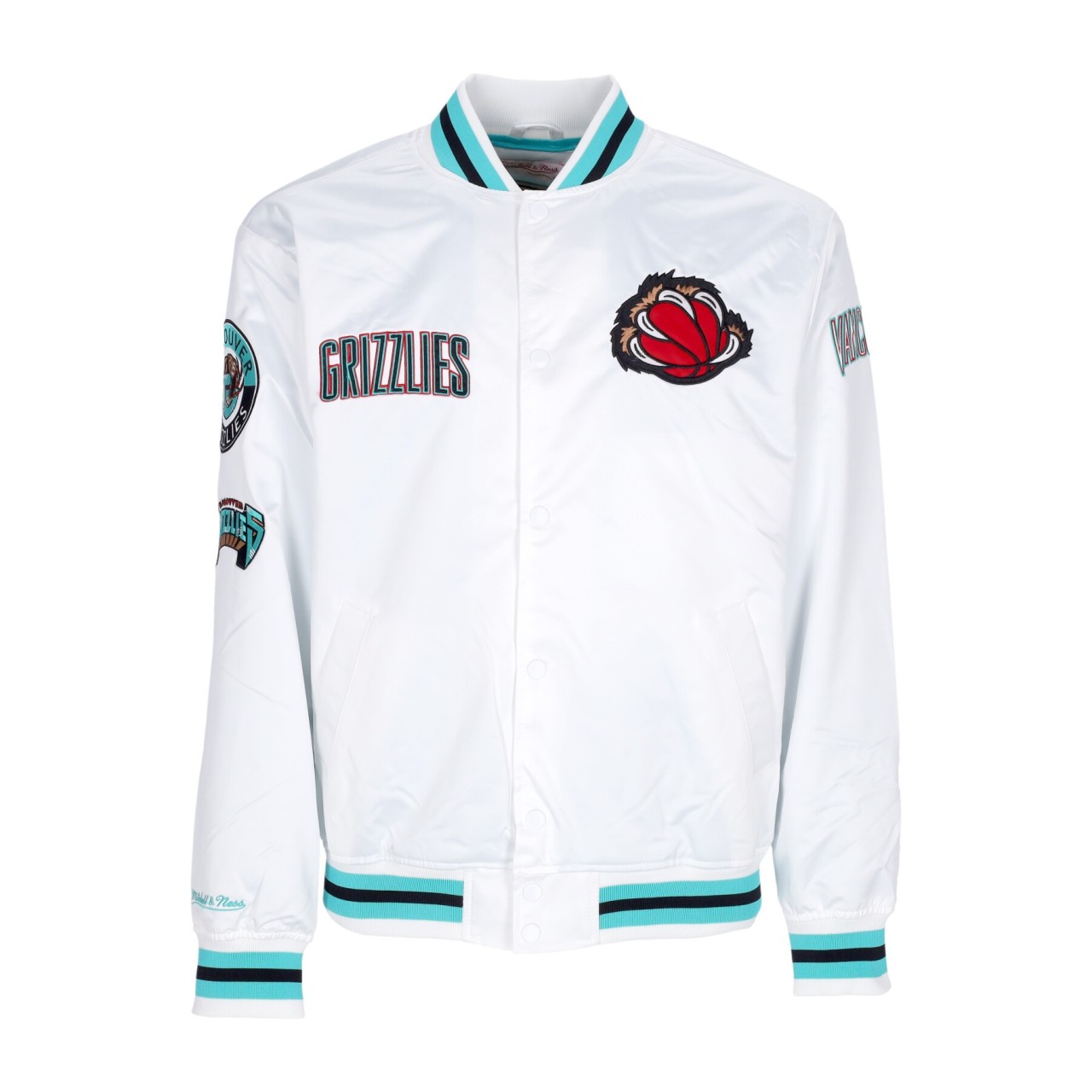 MITCHELL & NESS NBA HOMETOWN LW SATIN JACKET HARDWOOD CLASSICS VANGRI OJBF4986-VGRYYPPPWHIT