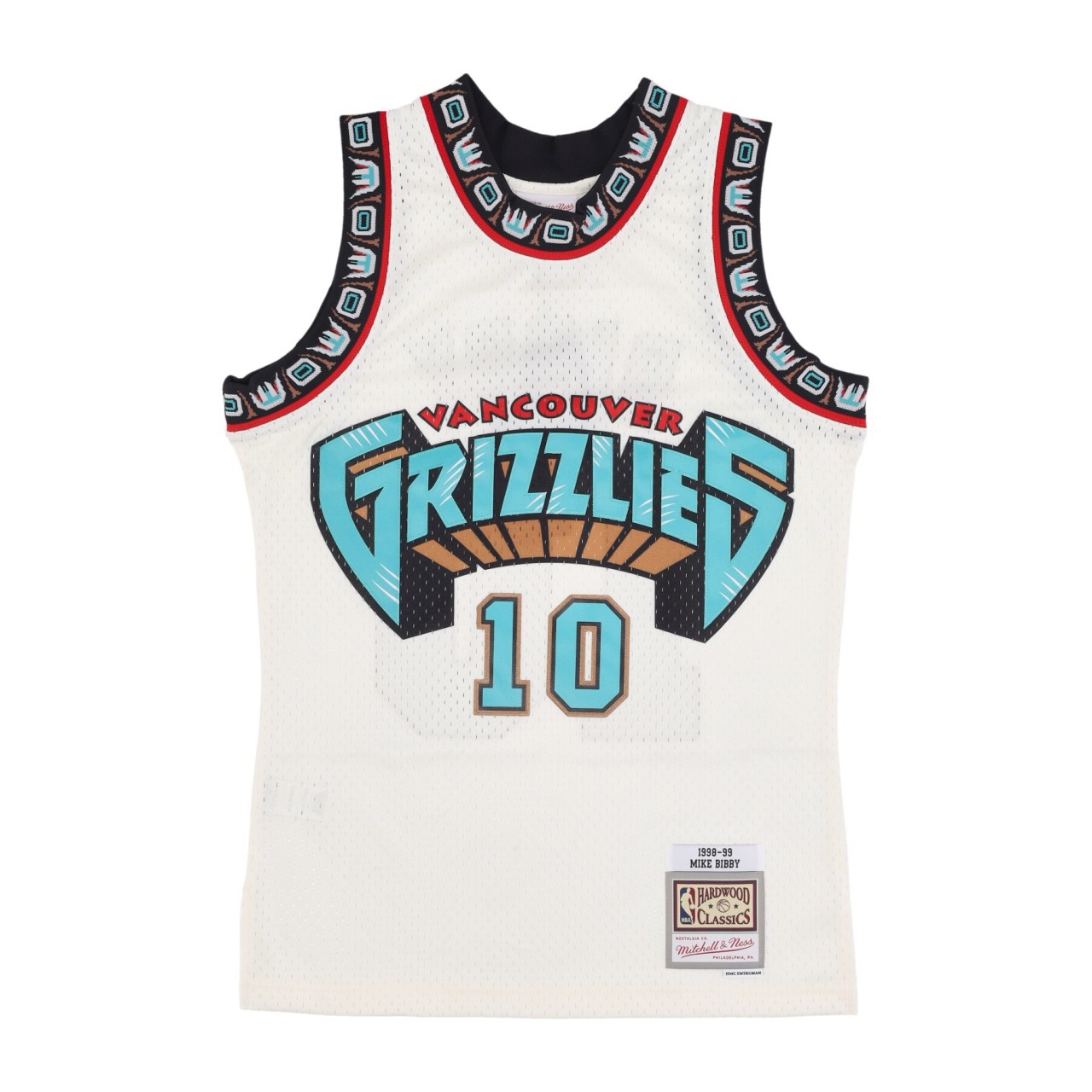 MITCHELL & NESS NBA OFF WHITE TEAM COLOR SWINGMAN JERSEY HARDWOOD CLASSICS 1998 NO 10 MIKE BIBBY VANGRI TFSM5052-VGR98MBIOFWH