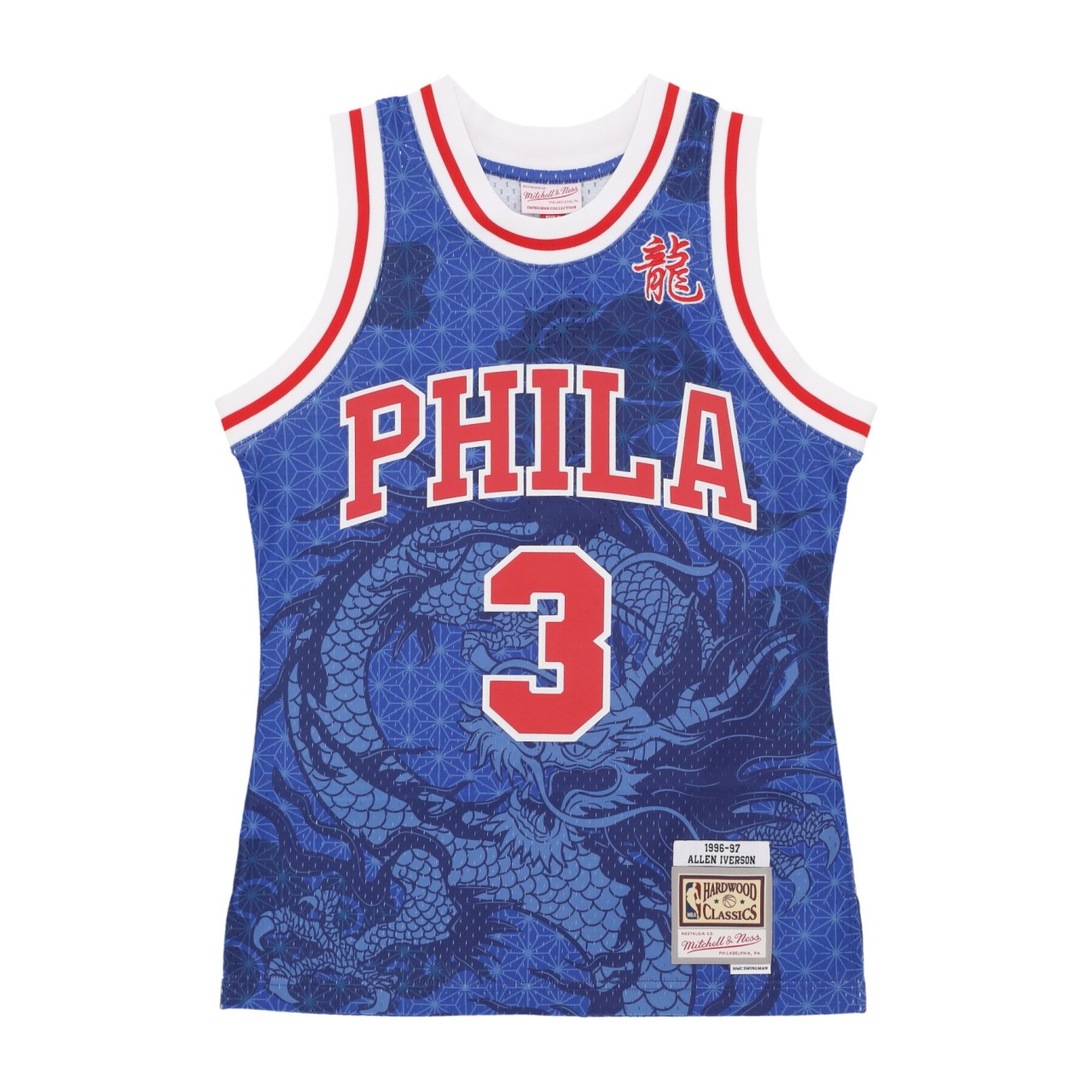 MITCHELL & NESS NBA ASIAN HERITAGE 6.0 FASHION SWINGMAN JERSEY 1996 NO 3 ALLEN IVERSON PHI76E TFSM7281-P7696AIVBLUE