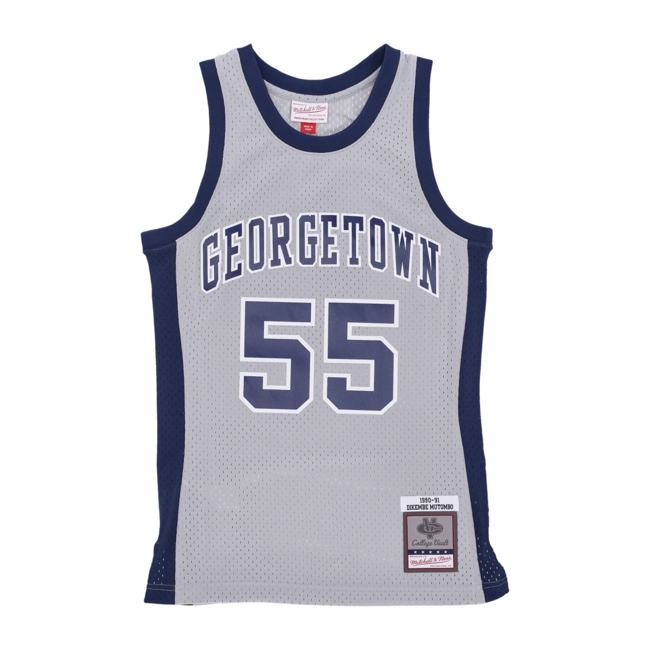 MITCHELL & NESS NCAA SWINGMAN JERSEY NO 55 DIKEMBE MUTOMBO GEOHOY SMJY5361-GTW90DMOCHRM