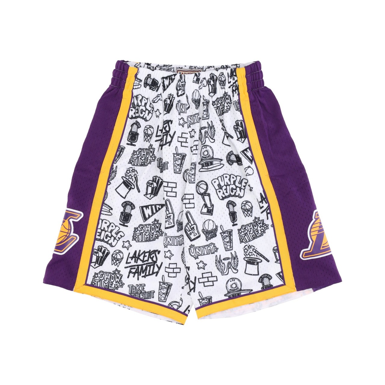 MITCHELL & NESS NBA DOODLE SWINGMAN SHORTS HARDWOOD CLASSICS LOSLAK PFSW1267-LAL09PPPPTWH