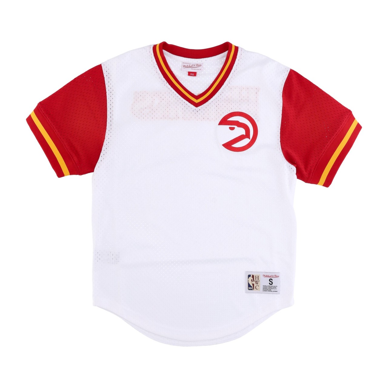 MITCHELL & NESS NBA FASHION MESH V-NECK HARDWOOD CLASSICS ATLHAW TMVN1230-AHAYYPPPWHIT