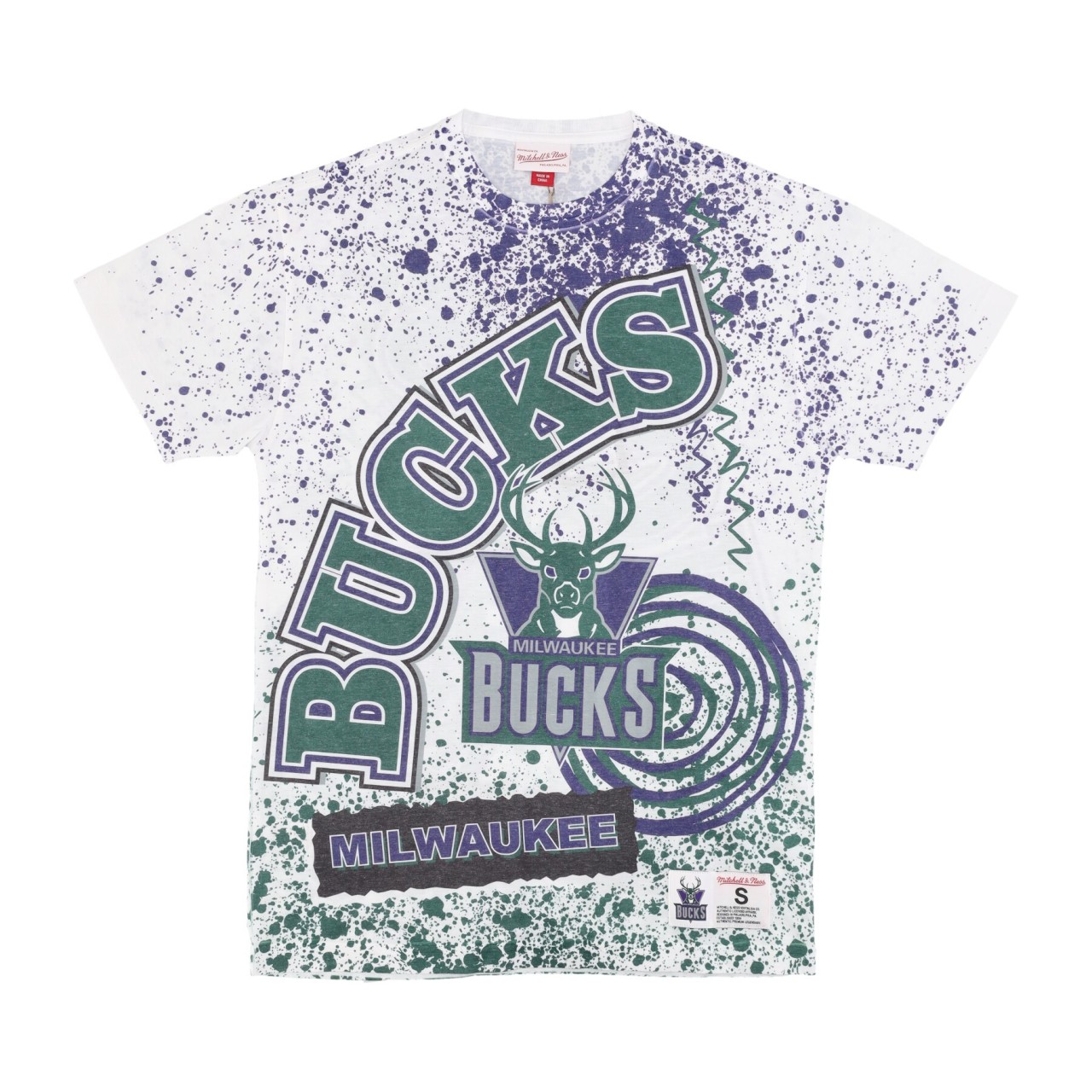 MITCHELL & NESS NBA TEAM BURST SUBLIMATED TEE MILBUC TCRW5942-MBUYYPPPWHIT