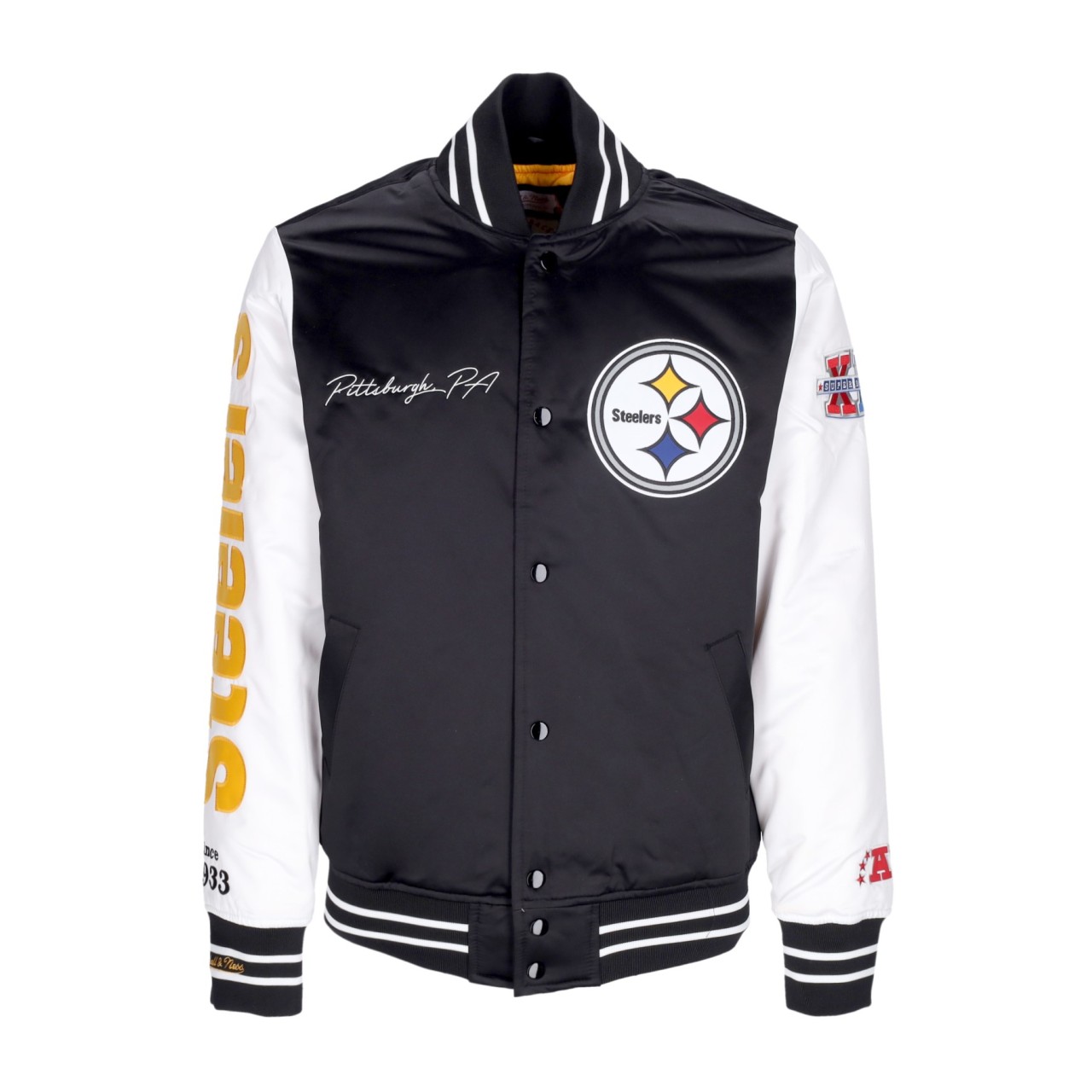 MITCHELL & NESS NFL TEAM ORIGINS VARSITY SATIN JACKET PITSTE OJBF4854-PSTYYPPPBKWH