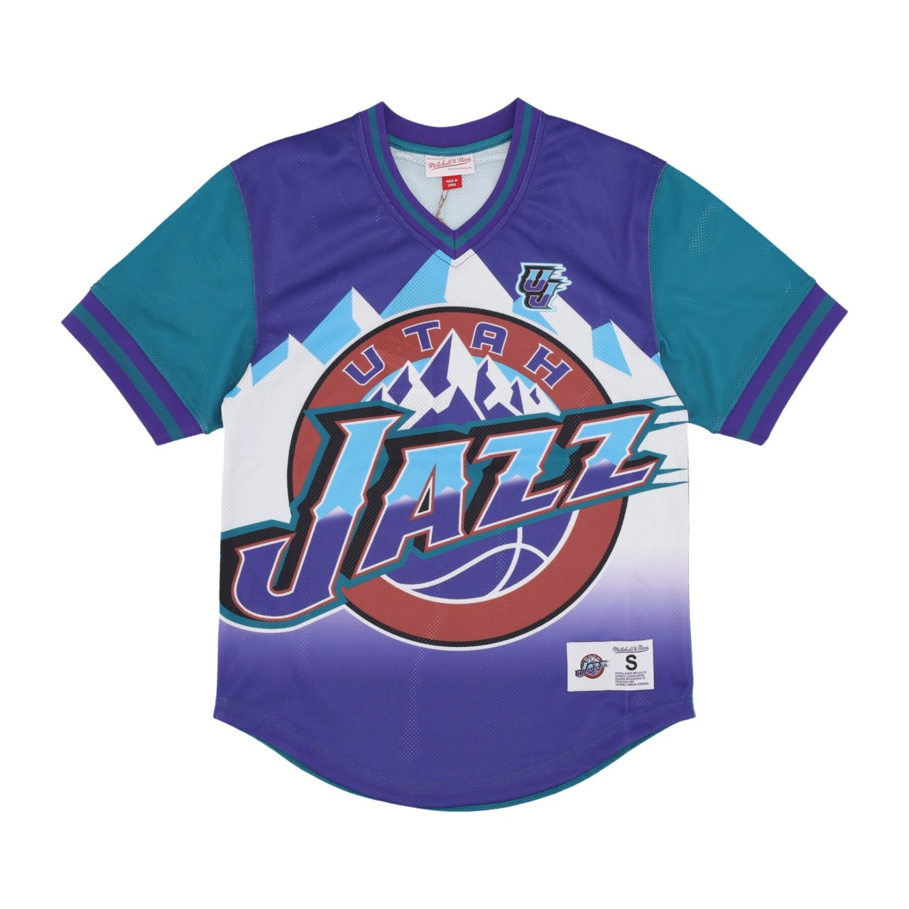 MITCHELL & NESS NBA JUMBOTRON 3.0 MESH V-NECK UTAJAZ TMPL5118-UJAYYPPPMTWH