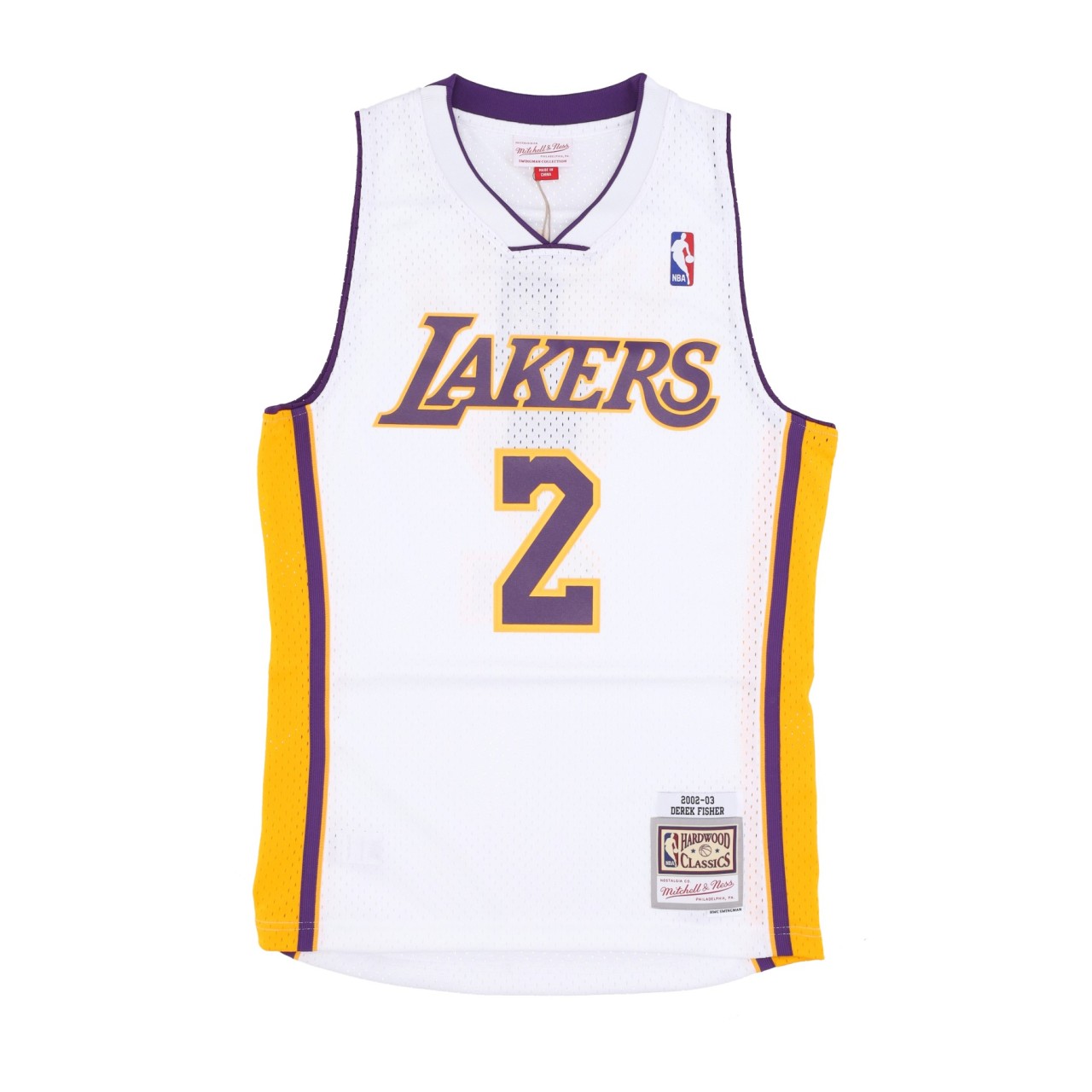 MITCHELL & NESS NBA ALTERNATE JERSEY HARDWOOD CLASSICS NO 2 DEREK FISHER 2002-03 LOSLAK SMJY4441-LAL02DFIWHIT